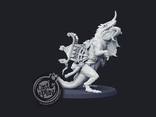 Mounted Lizard - Cast n Play Printed Miniature | Dungeons & Dragons | Pathfinder | Tabletop