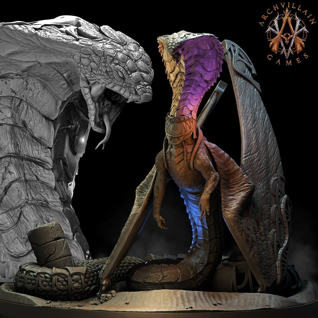 Cobra Dragon - Archvillain Games Printed Miniature | Dungeons & Dragons | Pathfinder | Tabletop