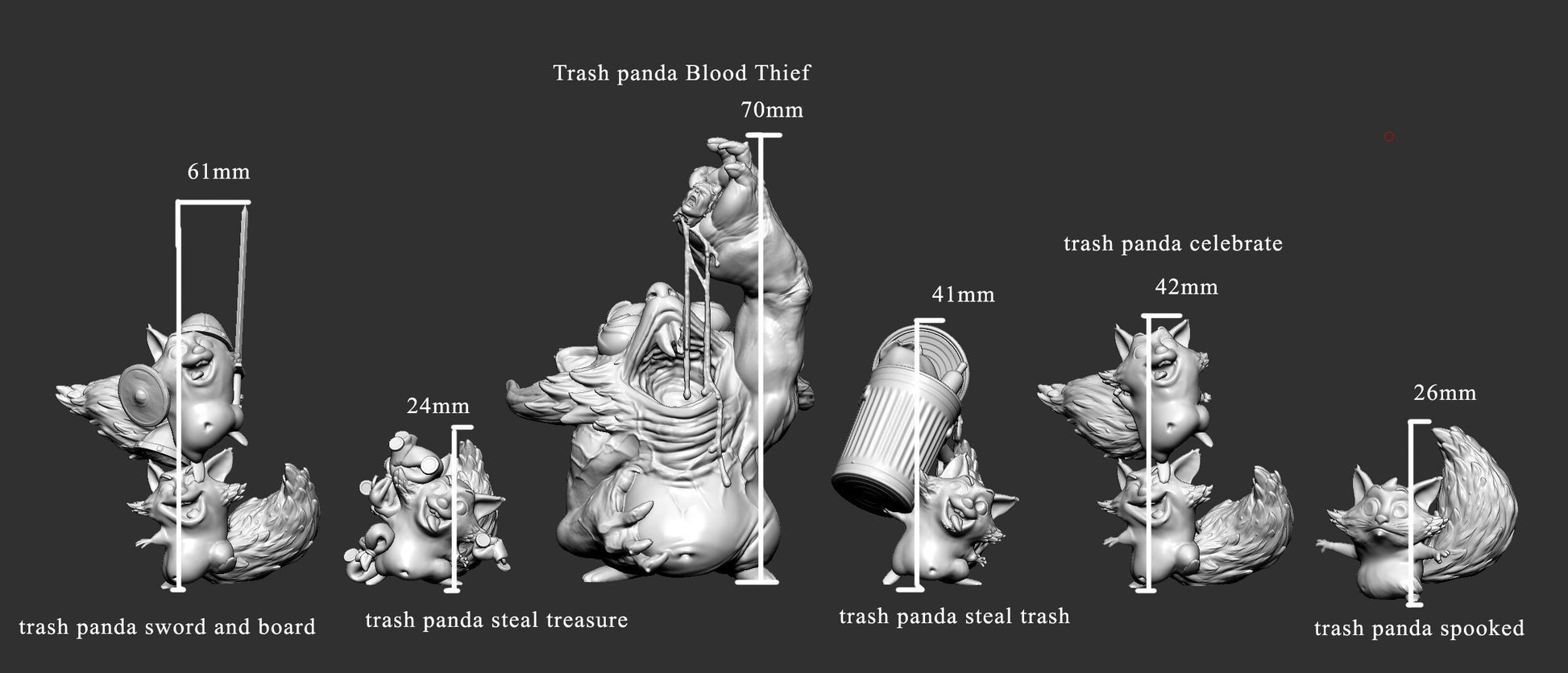 Trash Panda, trash thieves- Mini Monster Mayhem Printed Miniatures | Dungeons & Dragons | Pathfinder | Tabletop