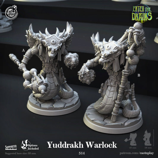 Yuddrakh Warlock - Cast n Play Printed Miniature | Dungeons & Dragons | Pathfinder | Tabletop