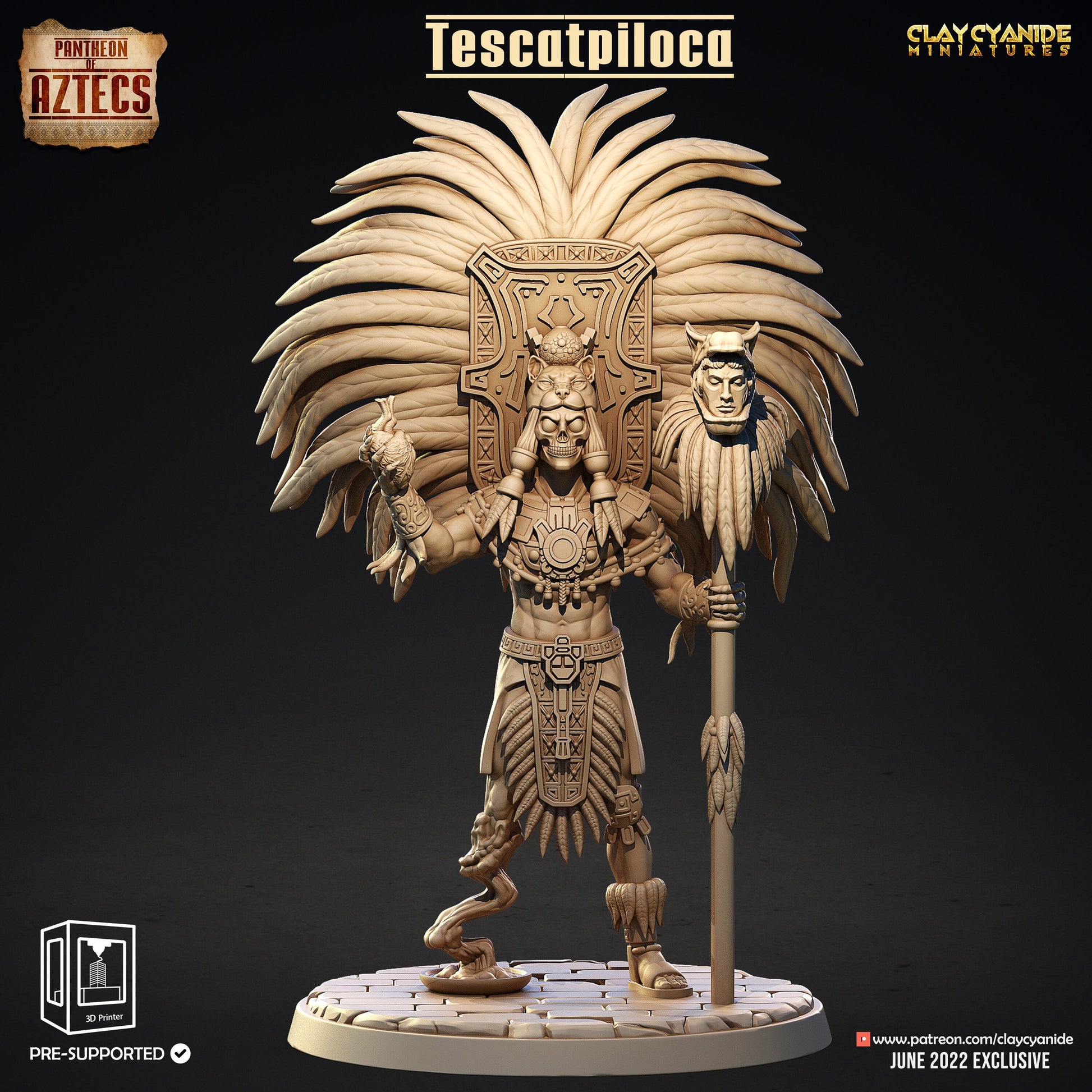 Tescatpiloca- Clay Cyanide Printed Miniature | Dungeons & Dragons | Pathfinder | Tabletop