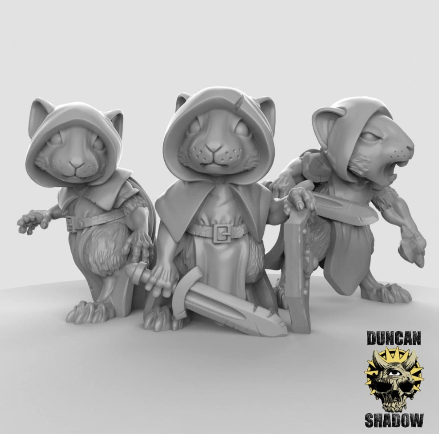 Mouslings with Swords - Duncan Shadow Printed Miniature | Dungeons & Dragons | Pathfinder | Tabletop