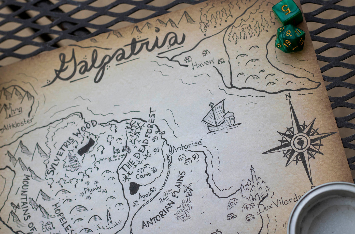 Territory Custom Fantasy Map - 7x10 inch Original Hand Drawn Fantasy Map for Dungeons & Dragons | Pathfinder | Tabletop RPG
