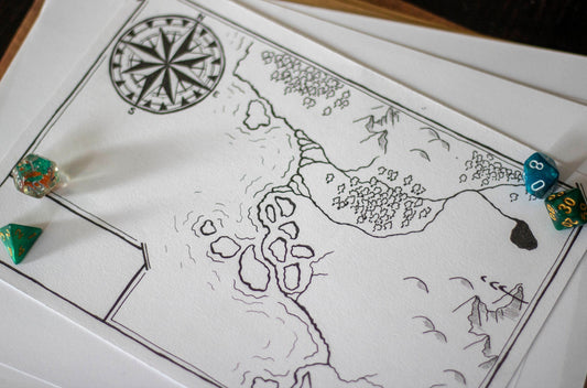 Blank Coastal Map - 7x10 inch Original Hand Drawn Fantasy Map for Dungeons & Dragons | Pathfinder | Tabletop RPG