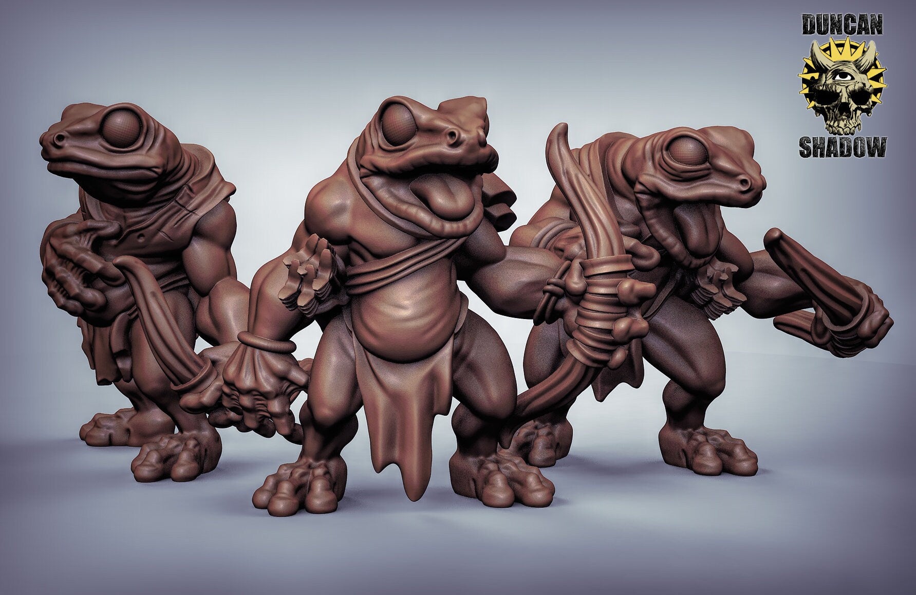 Boggard Frog Ranger with Bow - Duncan Shadow Printed Miniature | Dungeons & Dragons | Pathfinder | Tabletop