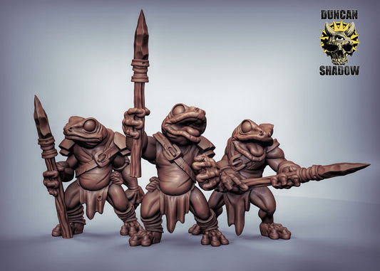 Boggard Frog Warrior with Spear - Duncan Shadow Printed Miniature | Dungeons & Dragons | Pathfinder | Tabletop