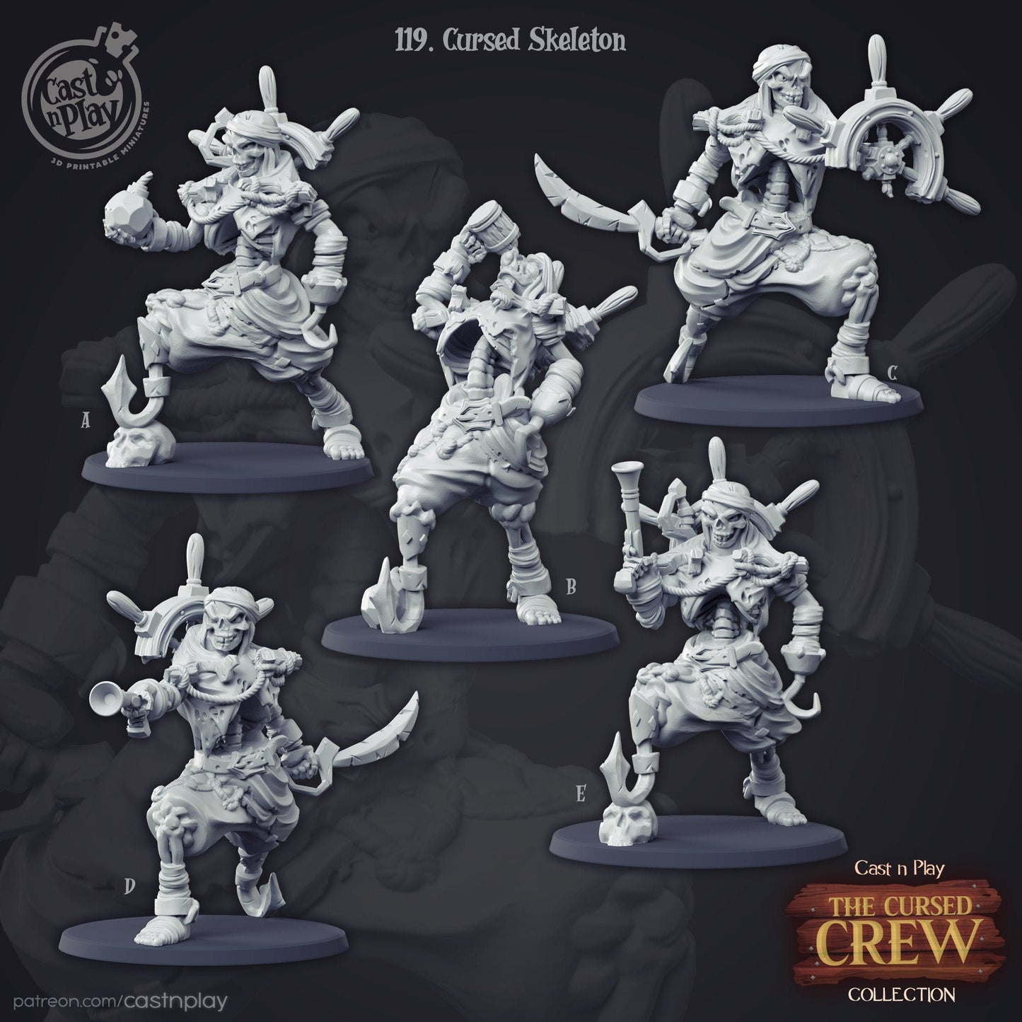 Cursed Skeleton - Cast n Play Printed Miniature | Dungeons & Dragons | Pathfinder | Tabletop