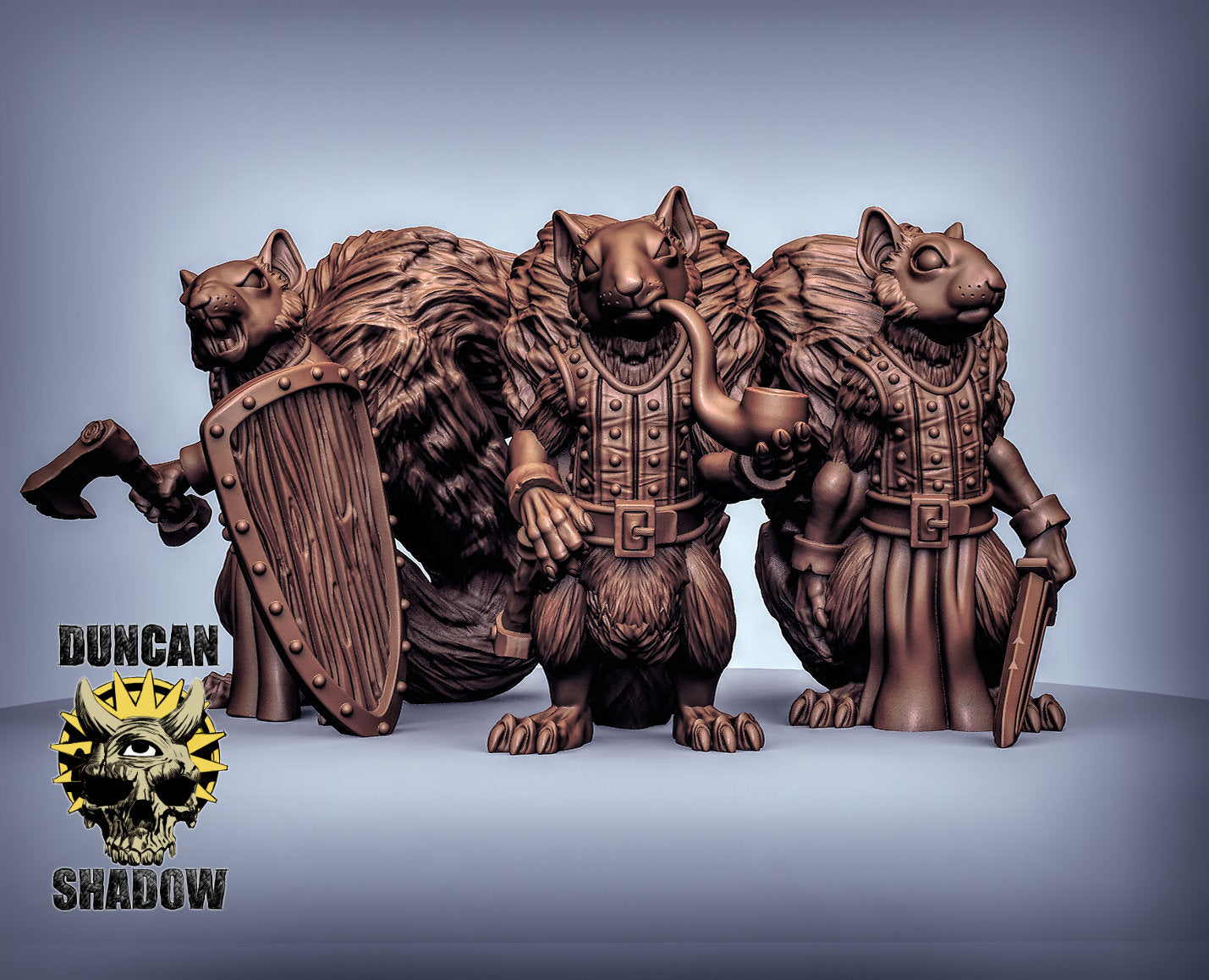 Nutkin Fighter - Duncan Shadow Printed Miniature | Dungeons & Dragons | Pathfinder | Tabletop