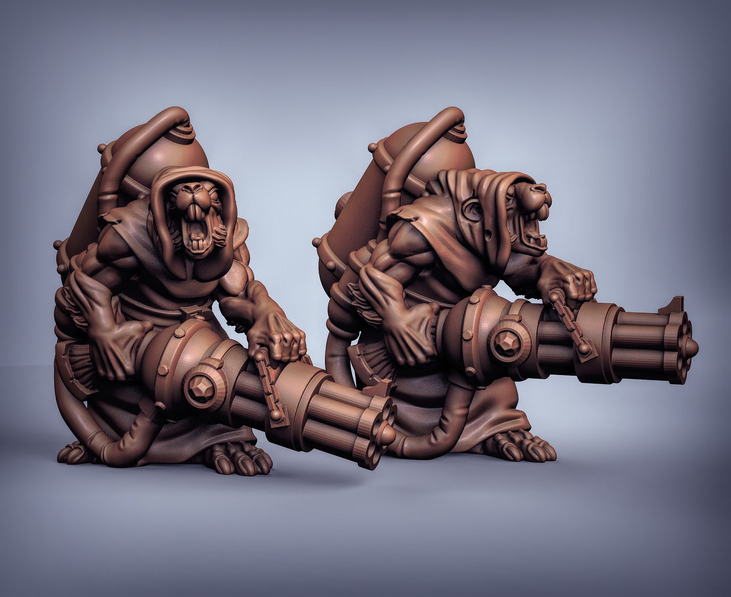 Ratfolk with Chaingun - Duncan Shadow Printed Miniature | Dungeons & Dragons | Pathfinder | Tabletop