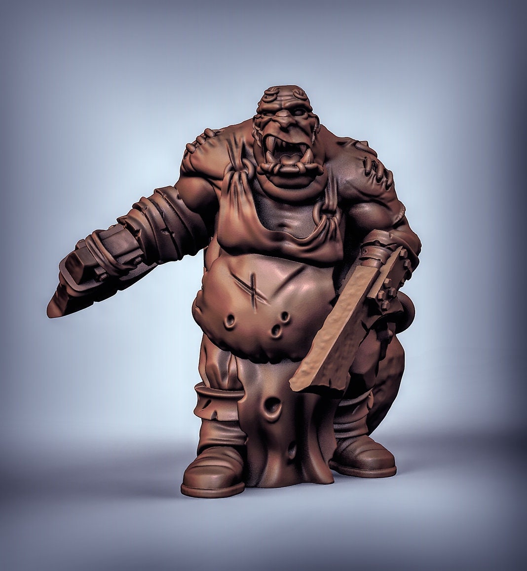 Ogre Butcher - Duncan Shadow Printed Miniature | Dungeons & Dragons | Pathfinder | Tabletop