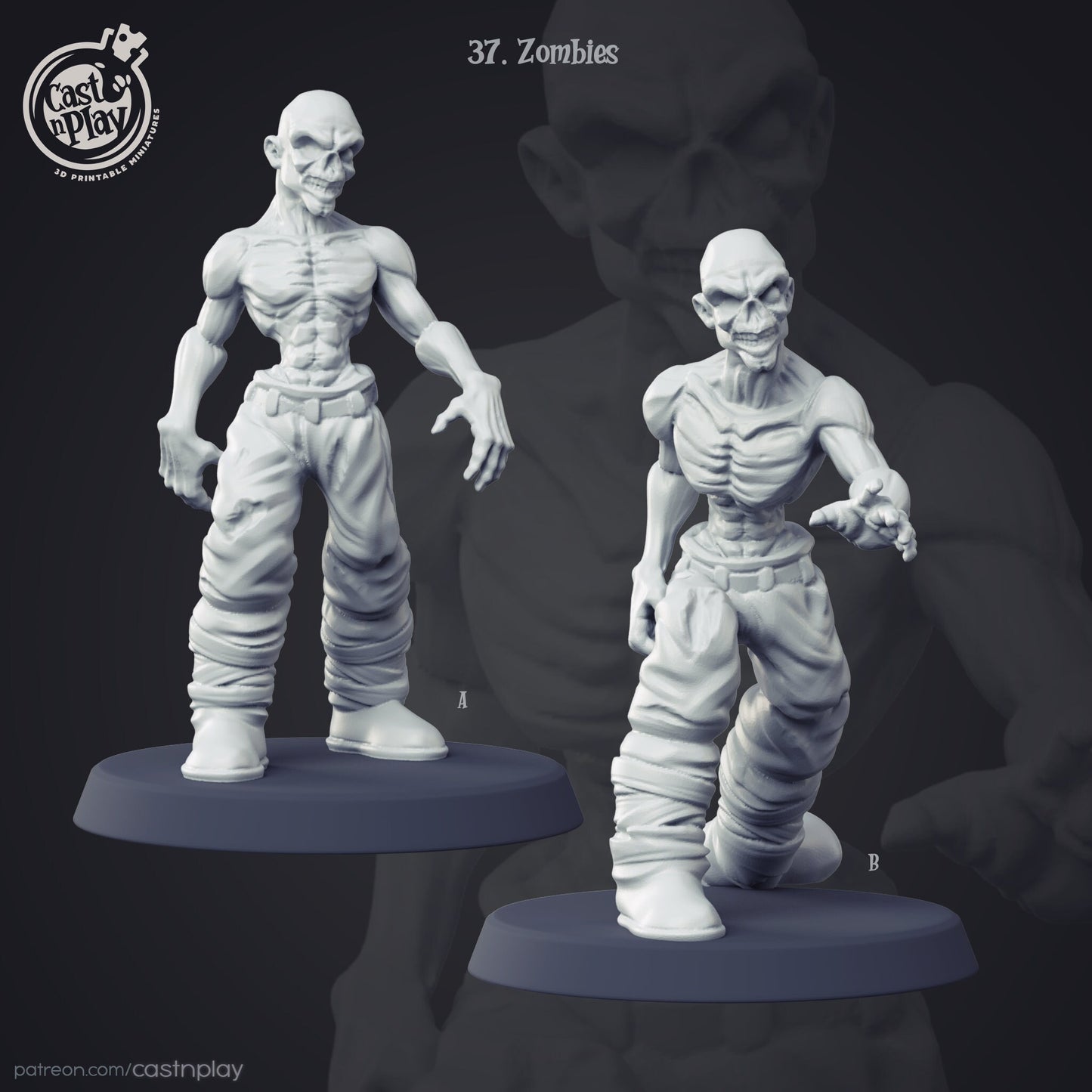 Zombies - Cast n Play Printed Miniatures | Dungeons & Dragons | Pathfinder | Tabletop Gaming