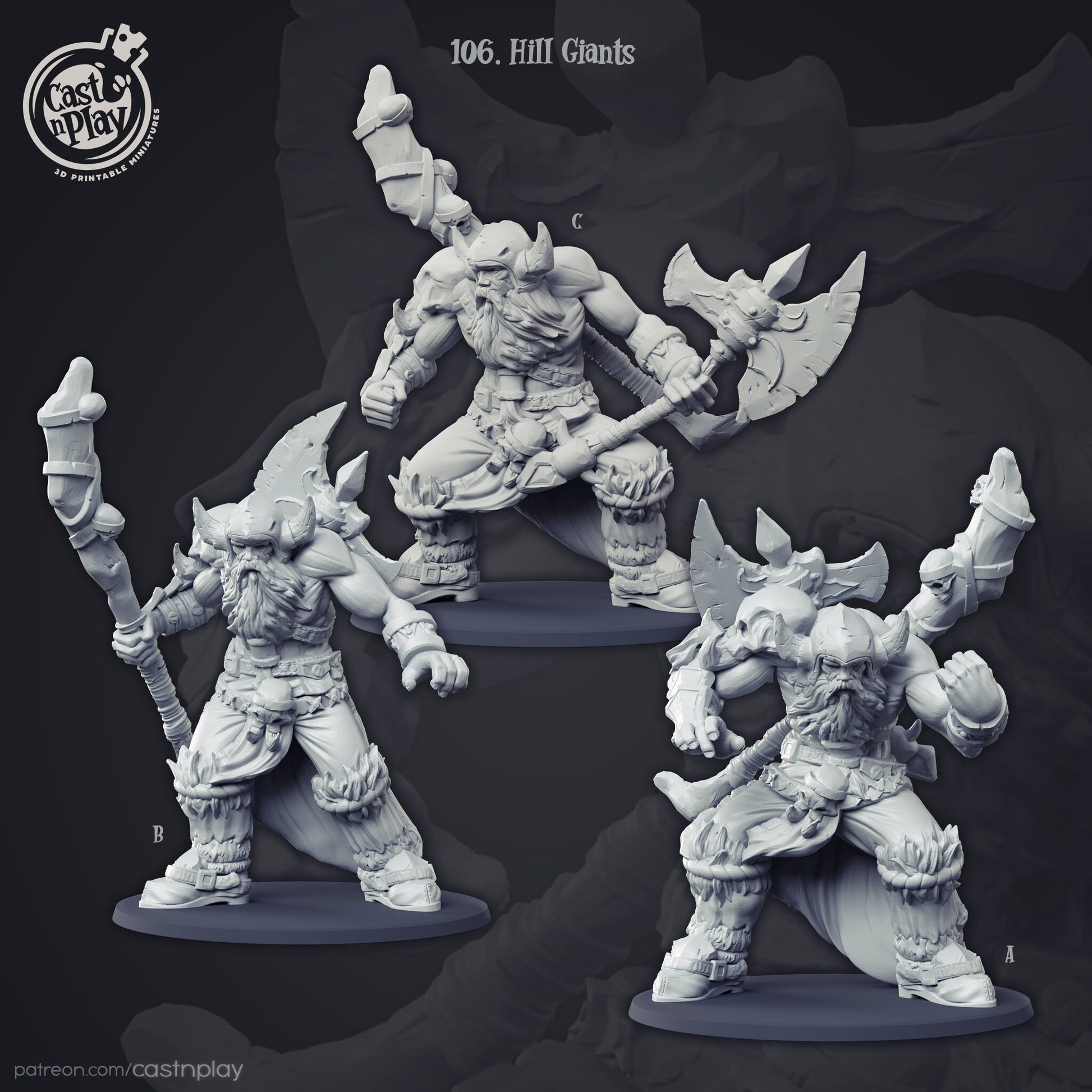 Hill Giant - Cast n Play Printed Miniature | Dungeons & Dragons | Pathfinder | Tabletop