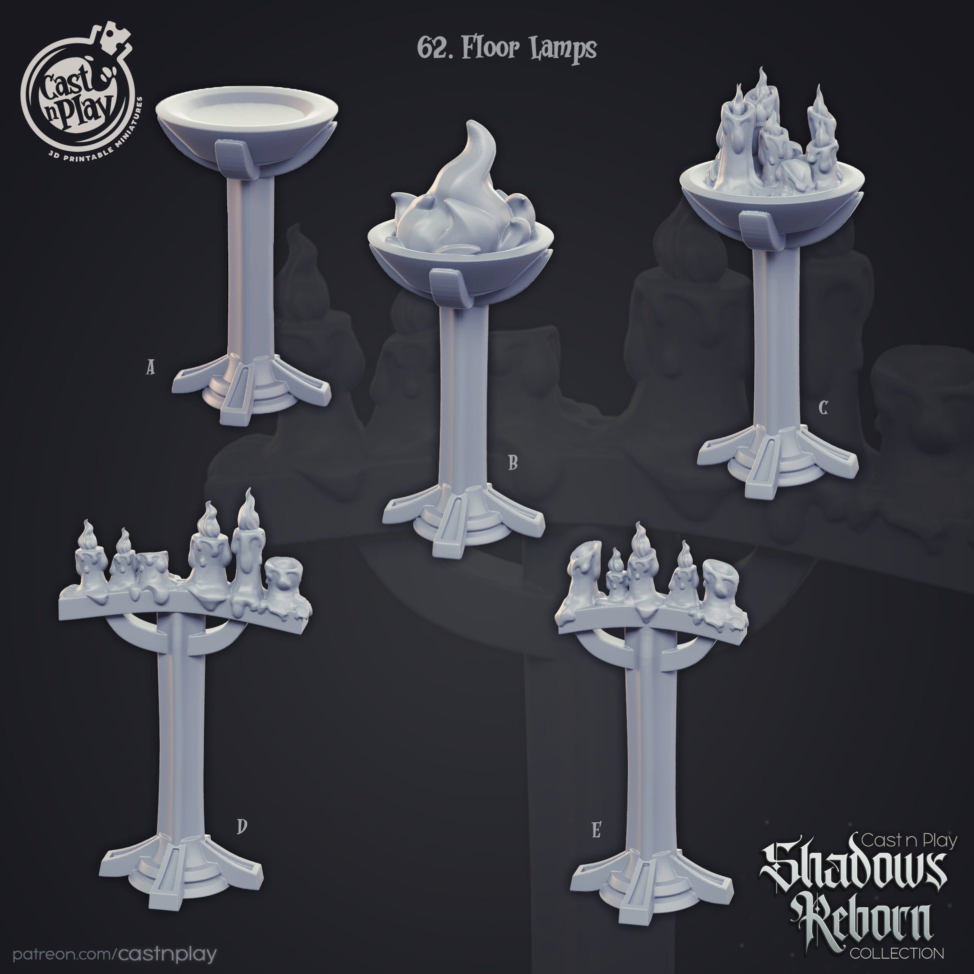 Floor Lamps - Cast n Play Printed Miniature | Dungeons & Dragons | Pathfinder | Tabletop
