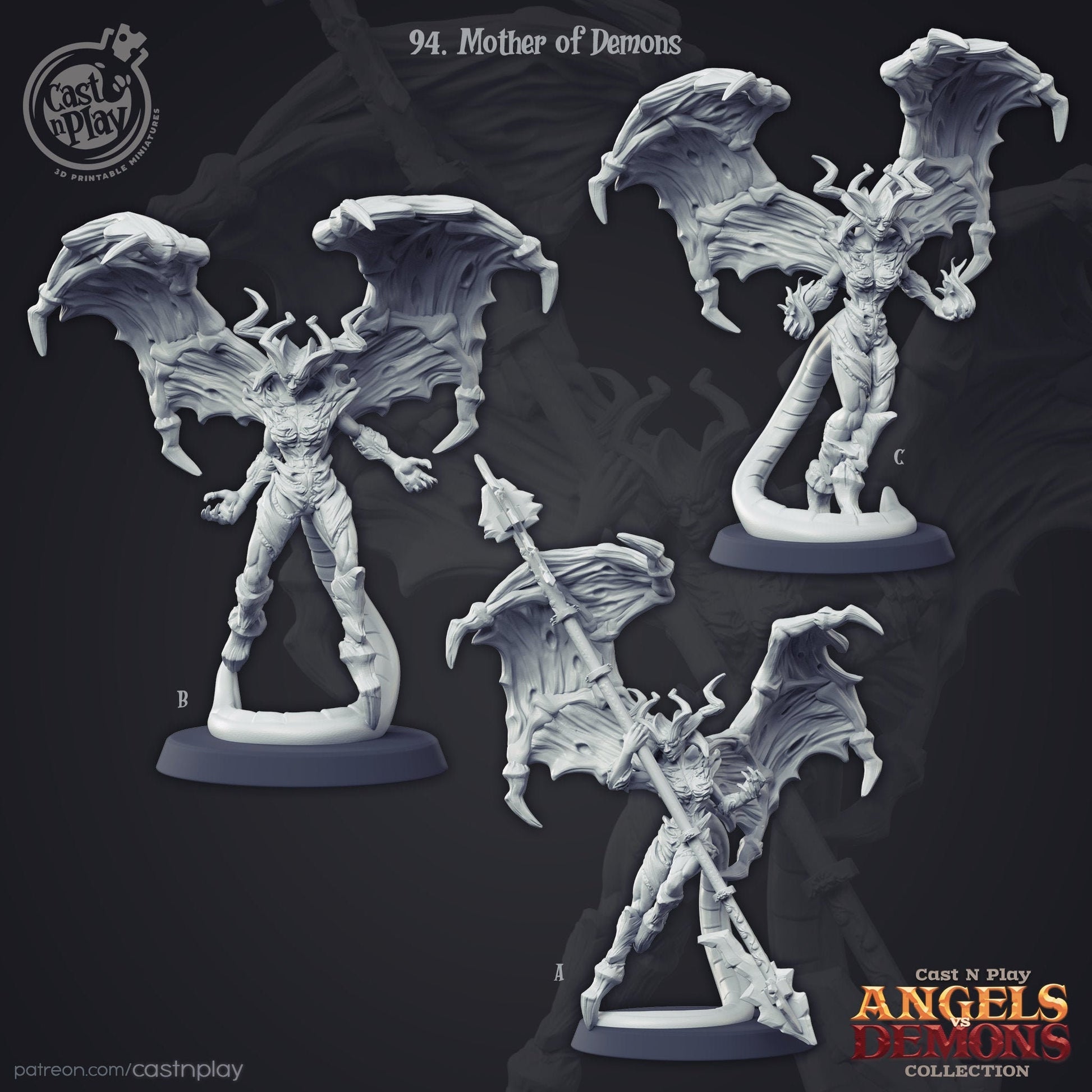 Mother of Demons - Cast n Play Printed Miniature | Dungeons & Dragons | Pathfinder | Tabletop