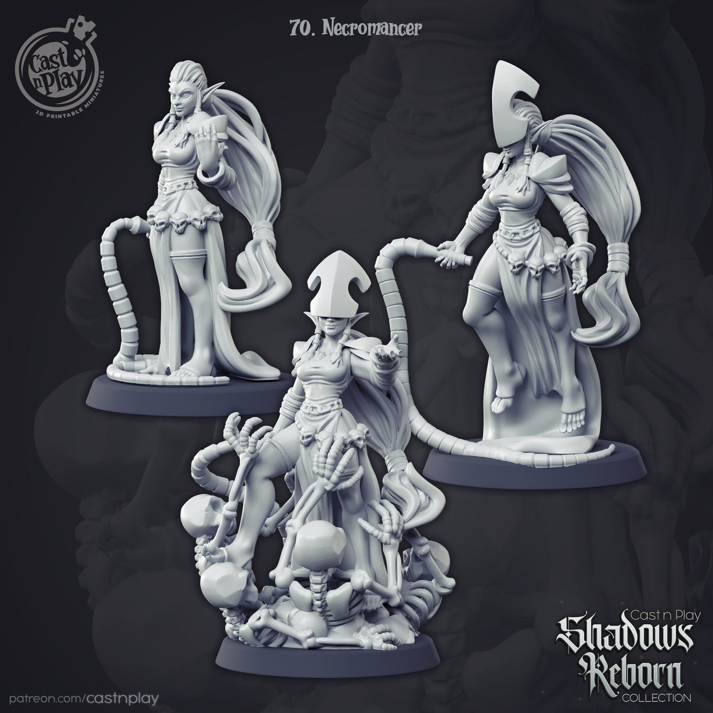 Necromancer - Cast n Play Printed Miniature | Dungeons & Dragons | Pathfinder | Tabletop