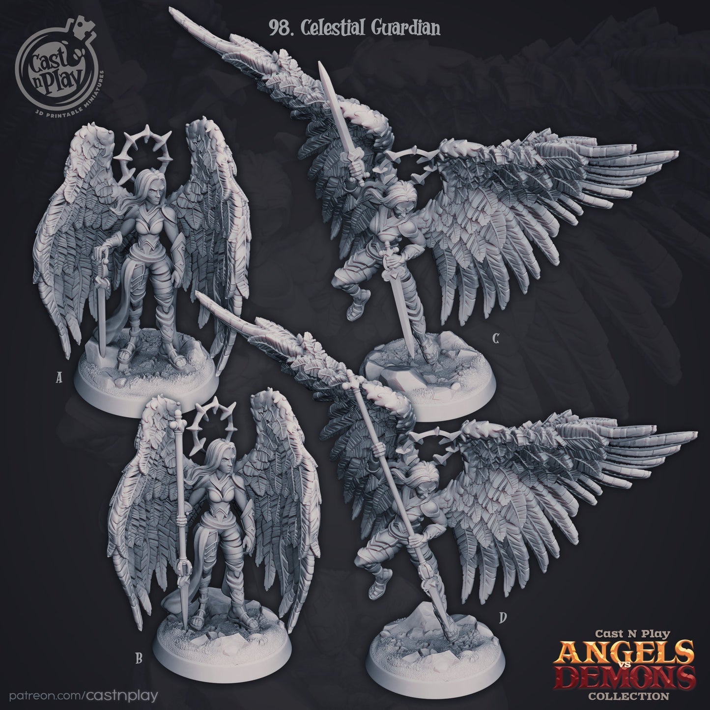 Celestial Guardian - Cast n Play Printed Miniature | Dungeons & Dragons | Pathfinder | Tabletop