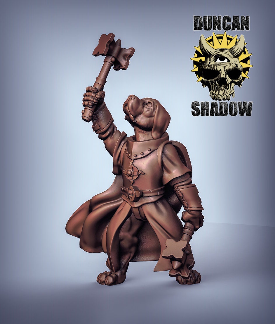 Beagle Cleric - Dogfolk - Canis - Duncan Shadow Printed Miniature | Dungeons & Dragons | Pathfinder | Tabletop