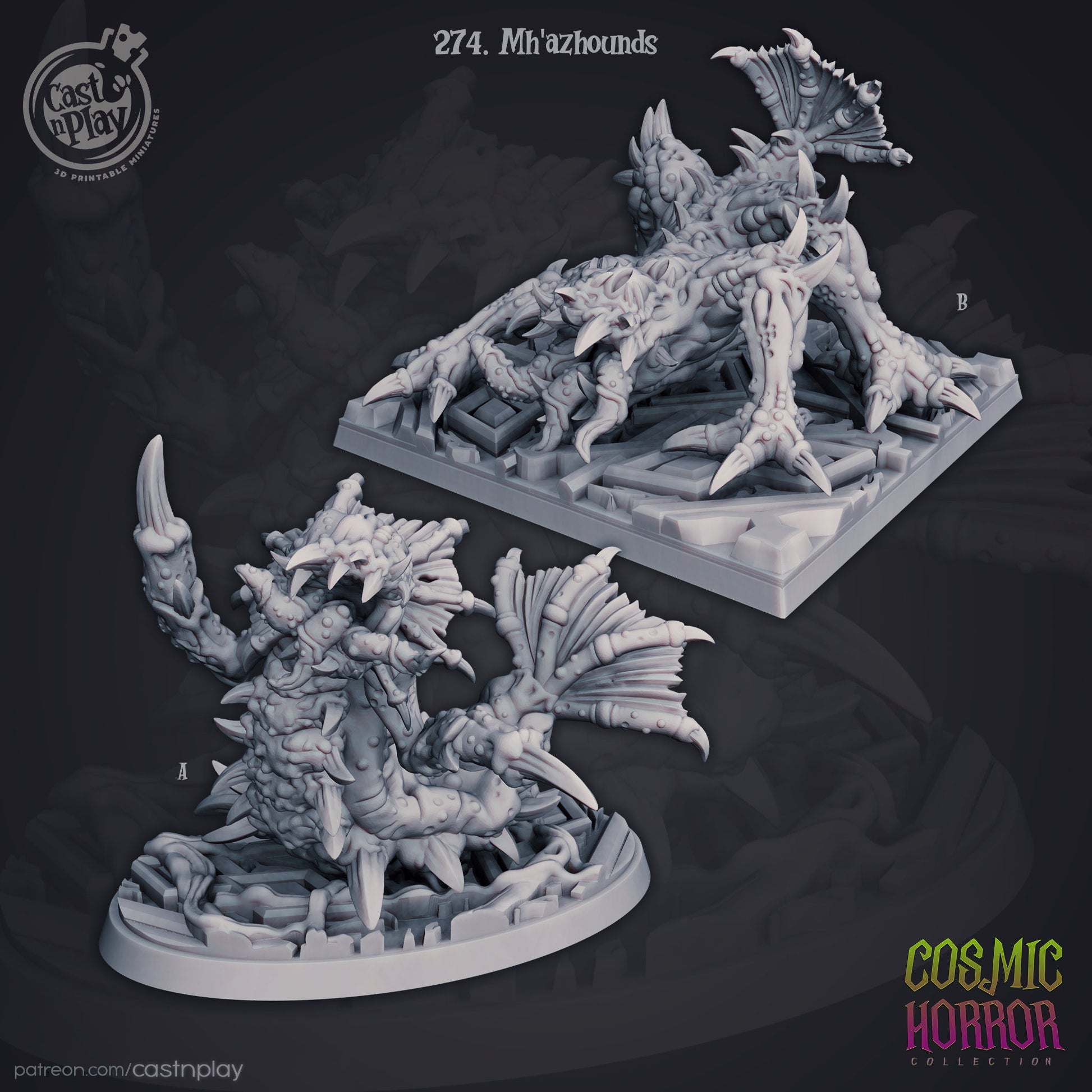 Mh'azhounds - Cast n Play Printed Miniature | Dungeons & Dragons | Pathfinder | Tabletop