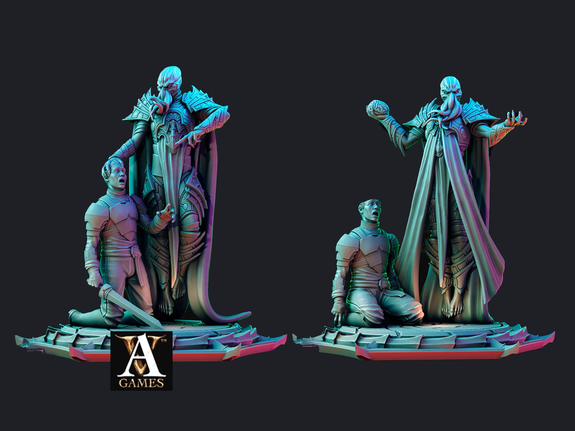 Encephalid with Victim - Archvillain Games Printed Miniature | Dungeons & Dragons | Pathfinder | Tabletop