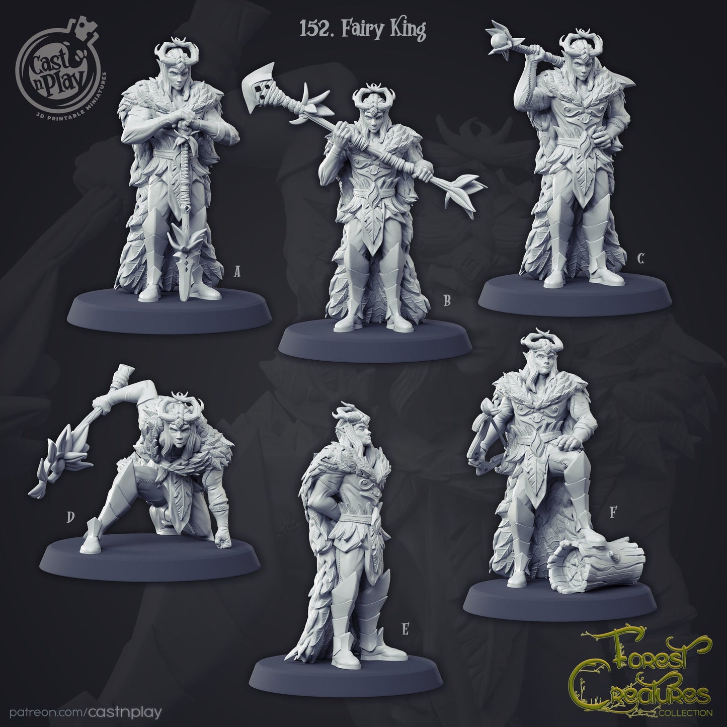 Fairy King - Cast n Play Printed Miniature | Dungeons & Dragons | Pathfinder | Tabletop