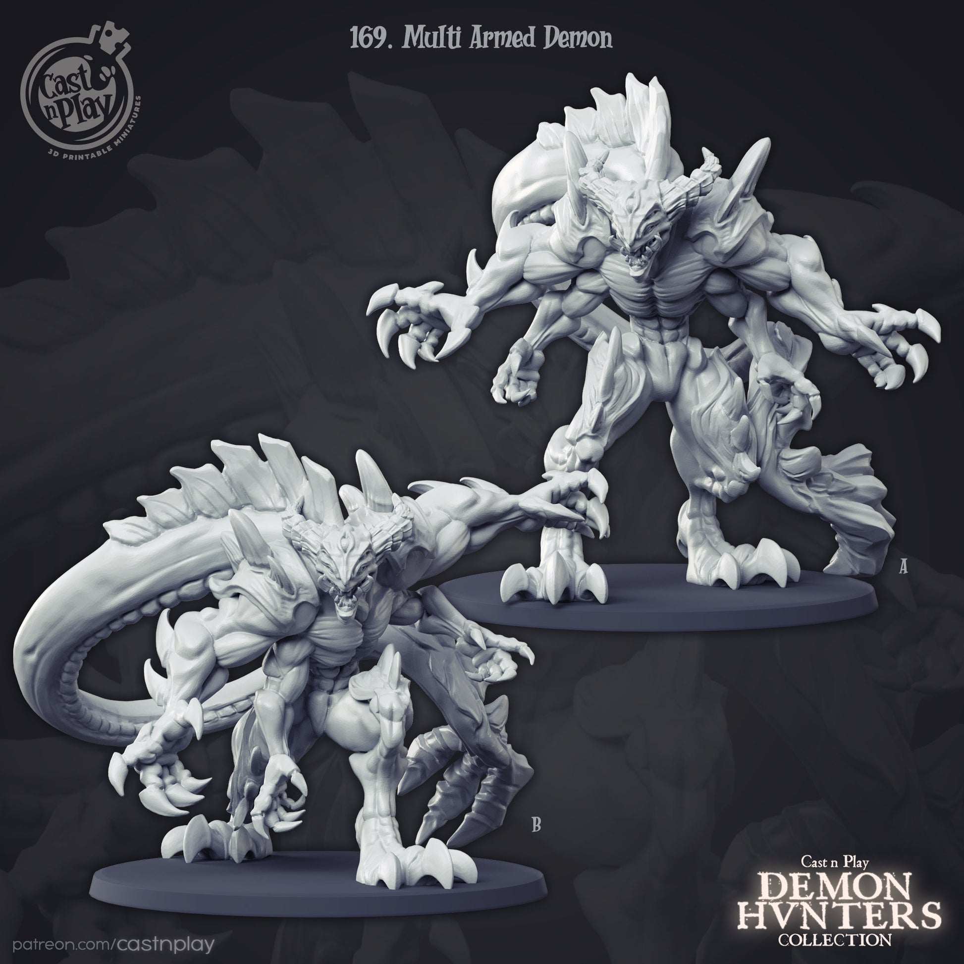 Multi-Armed Demon - Cast n Play Printed Miniature | Dungeons & Dragons | Pathfinder | Tabletop