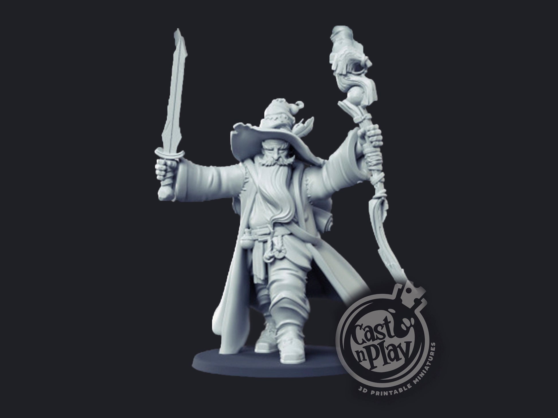 Wizard Hero - Cast n Play Printed Miniature | Dungeons & Dragons | Pathfinder | Tabletop