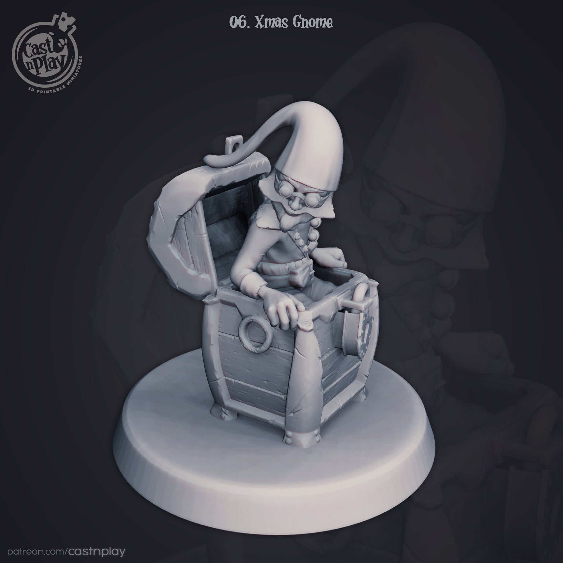 Christmas Gnome - Cast n Play Printed Miniature Figurine | Dungeons & Dragons | Pathfinder | Tabletop