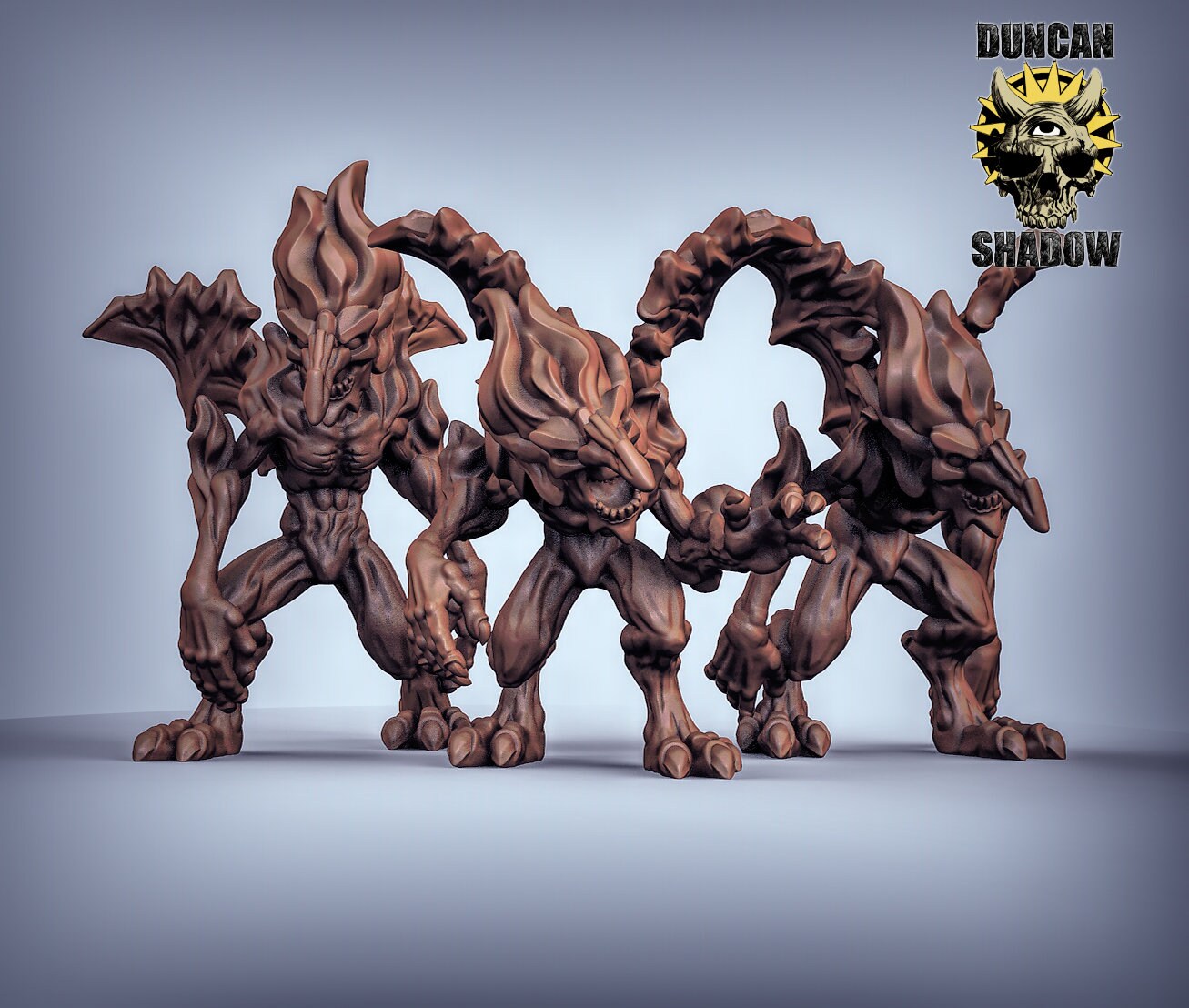 Fire Mephits - 3 Duncan Shadow Printed Miniatures | Dungeons & Dragons | Pathfinder | Tabletop