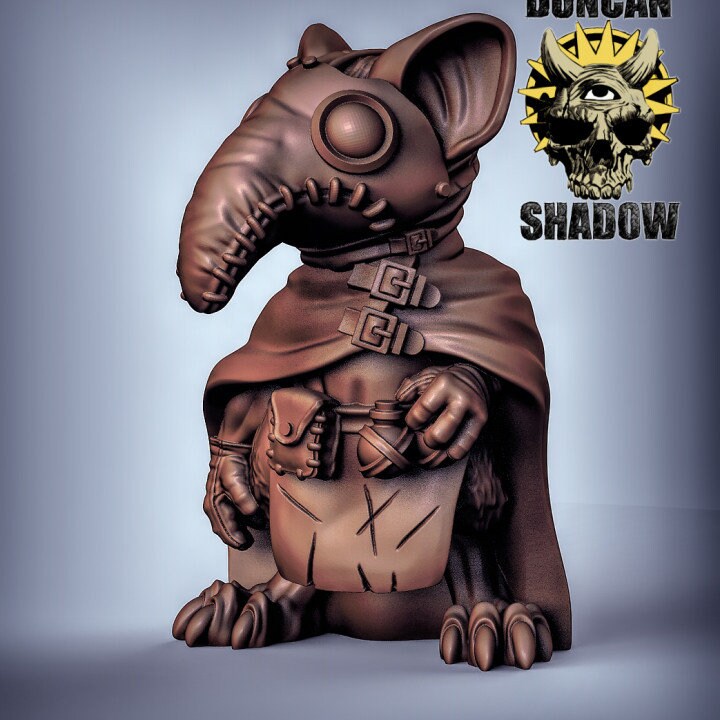 Mousling Plague Doctor - Duncan Shadow Printed Miniature | Dungeons & Dragons | Pathfinder | Tabletop