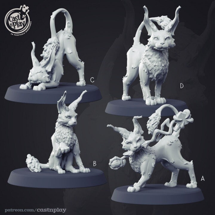 Kneazle, Wizard's Cat Familiar - Cast n Play Printed Miniature | Dungeons & Dragons | Pathfinder | Tabletop