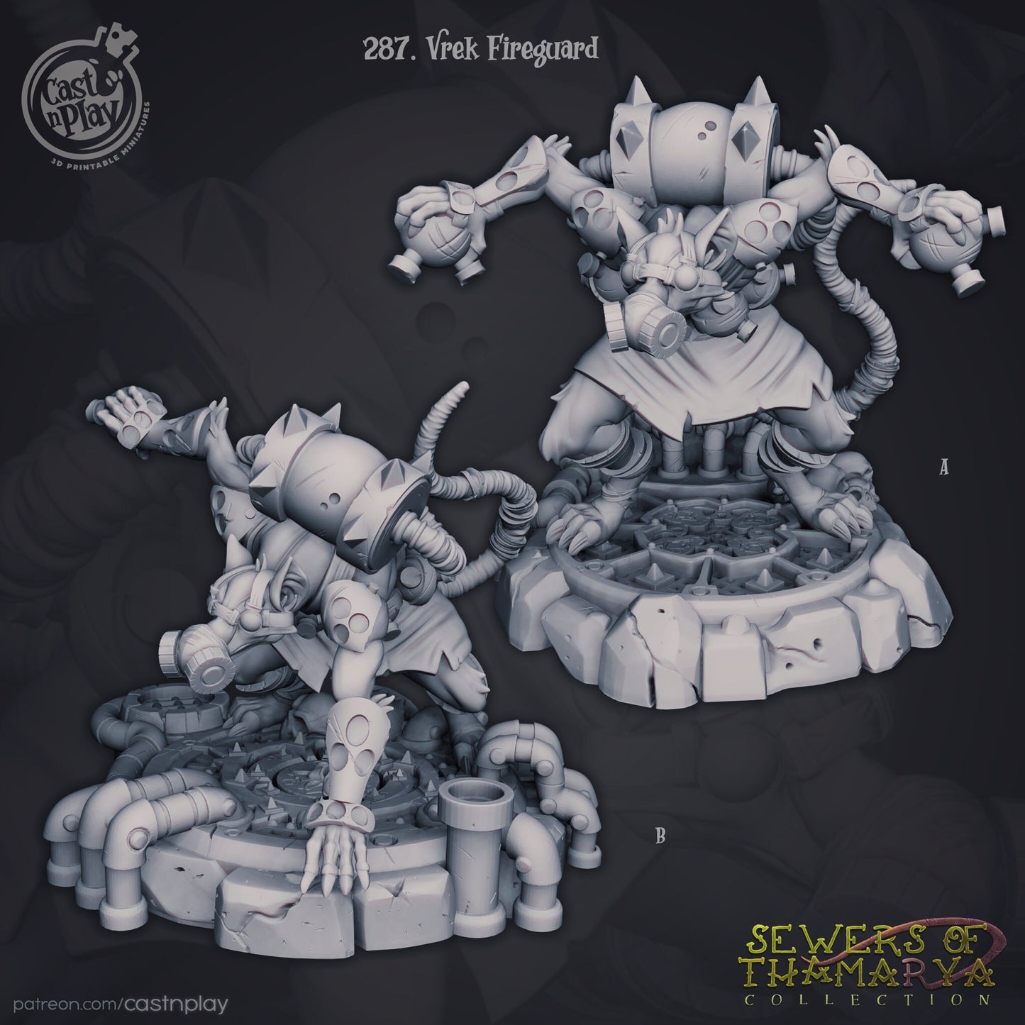 Vrek Fireguard, Ratfolk - Cast n Play Printed Miniature | Dungeons & Dragons | Pathfinder | Tabletop