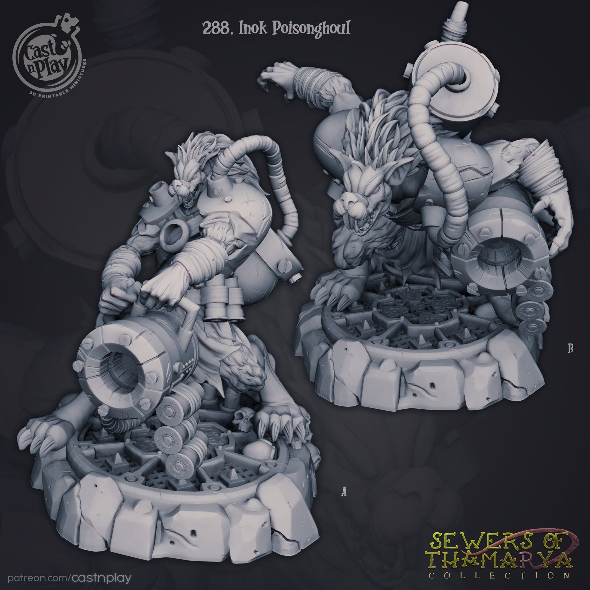 Inok Poisonghoul, Ratfolk - Cast n Play Printed Miniature | Dungeons & Dragons | Pathfinder | Tabletop