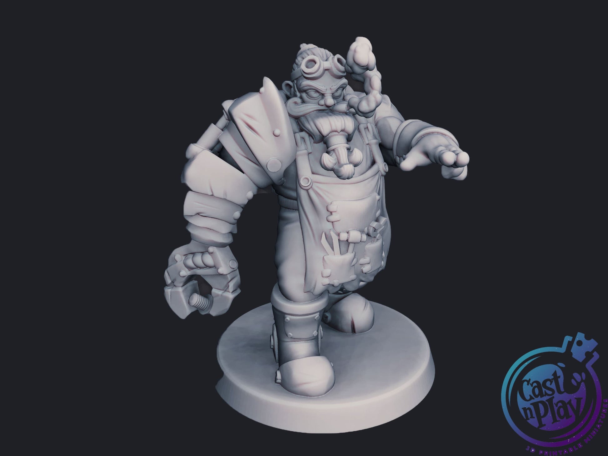 Dwarven Engineer - Cast n Play Printed Miniature | Dungeons & Dragons | Pathfinder | Tabletop