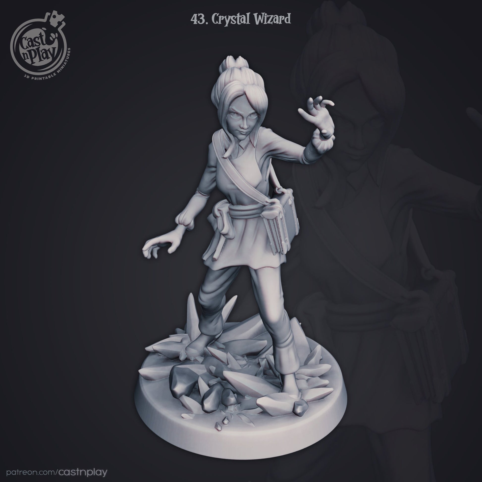 Crystal Wizard - Cast n Play Printed Miniature | Dungeons & Dragons | Pathfinder | Tabletop