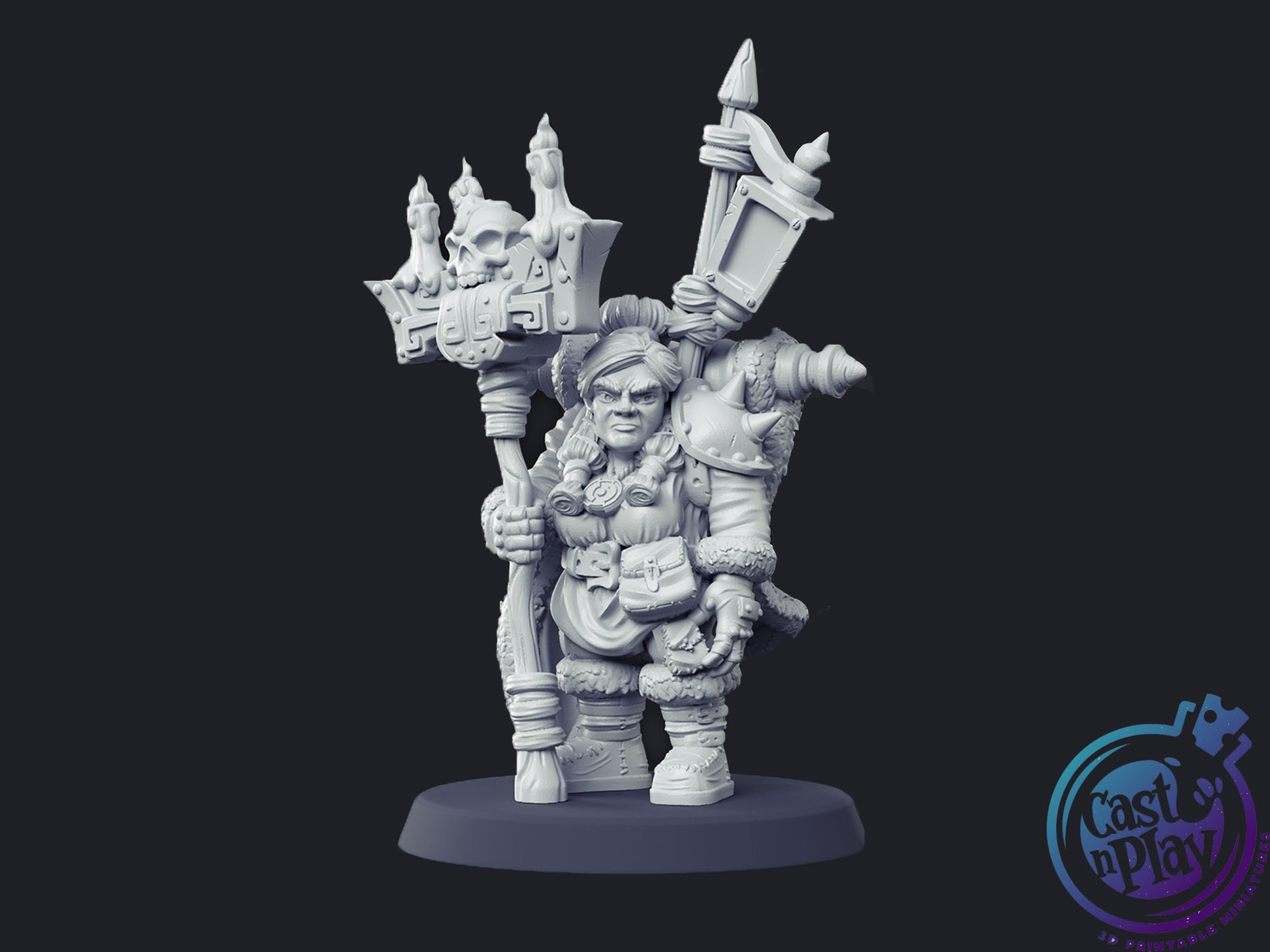 Dwarf Warlock - Cast n Play Printed Miniature | Dungeons & Dragons | Pathfinder | Tabletop