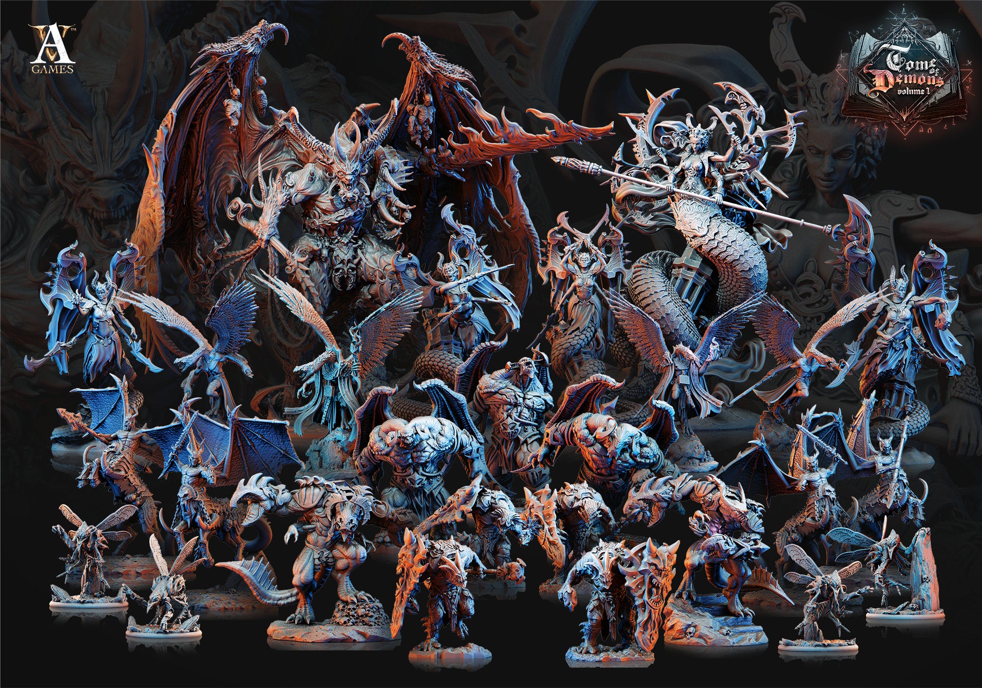 Tome Of Demons Bundle - Archvillain Games Printed Miniature | Dungeons & Dragons | Pathfinder | Tabletop