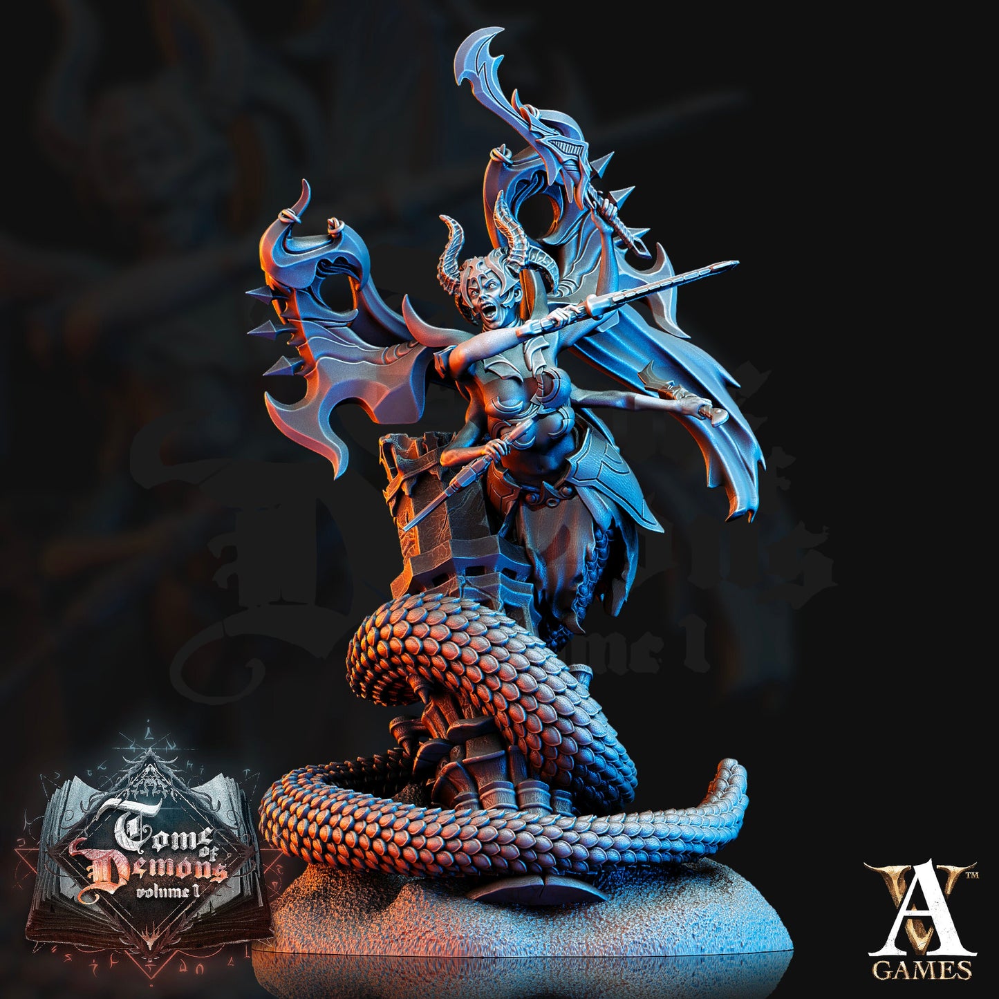 Tamareth, Snake Demon - Archvillain Games Printed Miniature | Dungeons & Dragons | Pathfinder | Tabletop