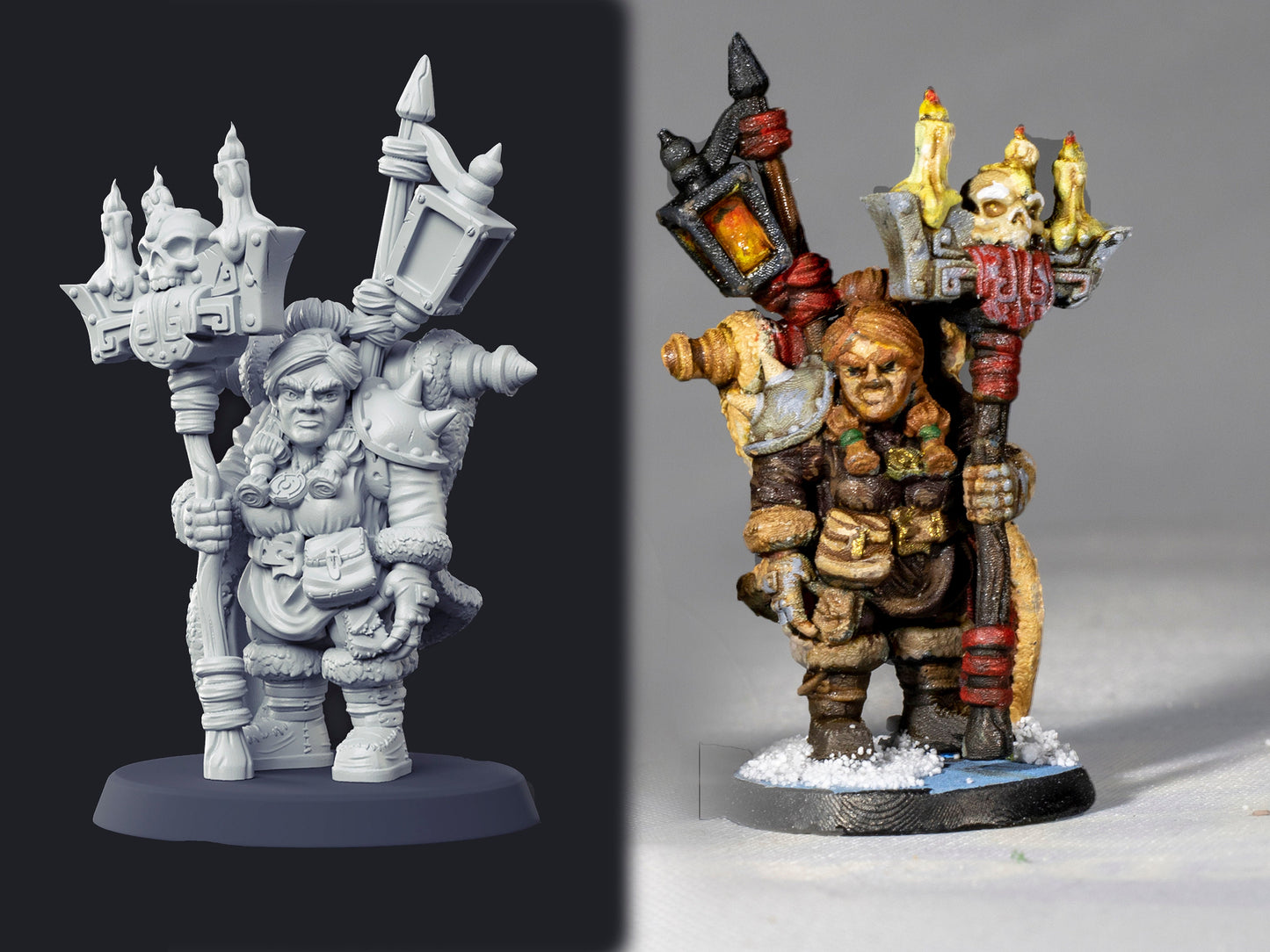 Dwarf Warlock - Cast n Play Printed Miniature | Dungeons & Dragons | Pathfinder | Tabletop