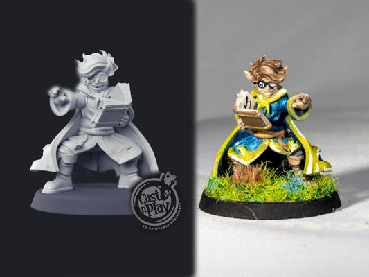 Apprentice Wizard - Cast n Play Printed Miniature | Dungeons & Dragons | Pathfinder | Tabletop
