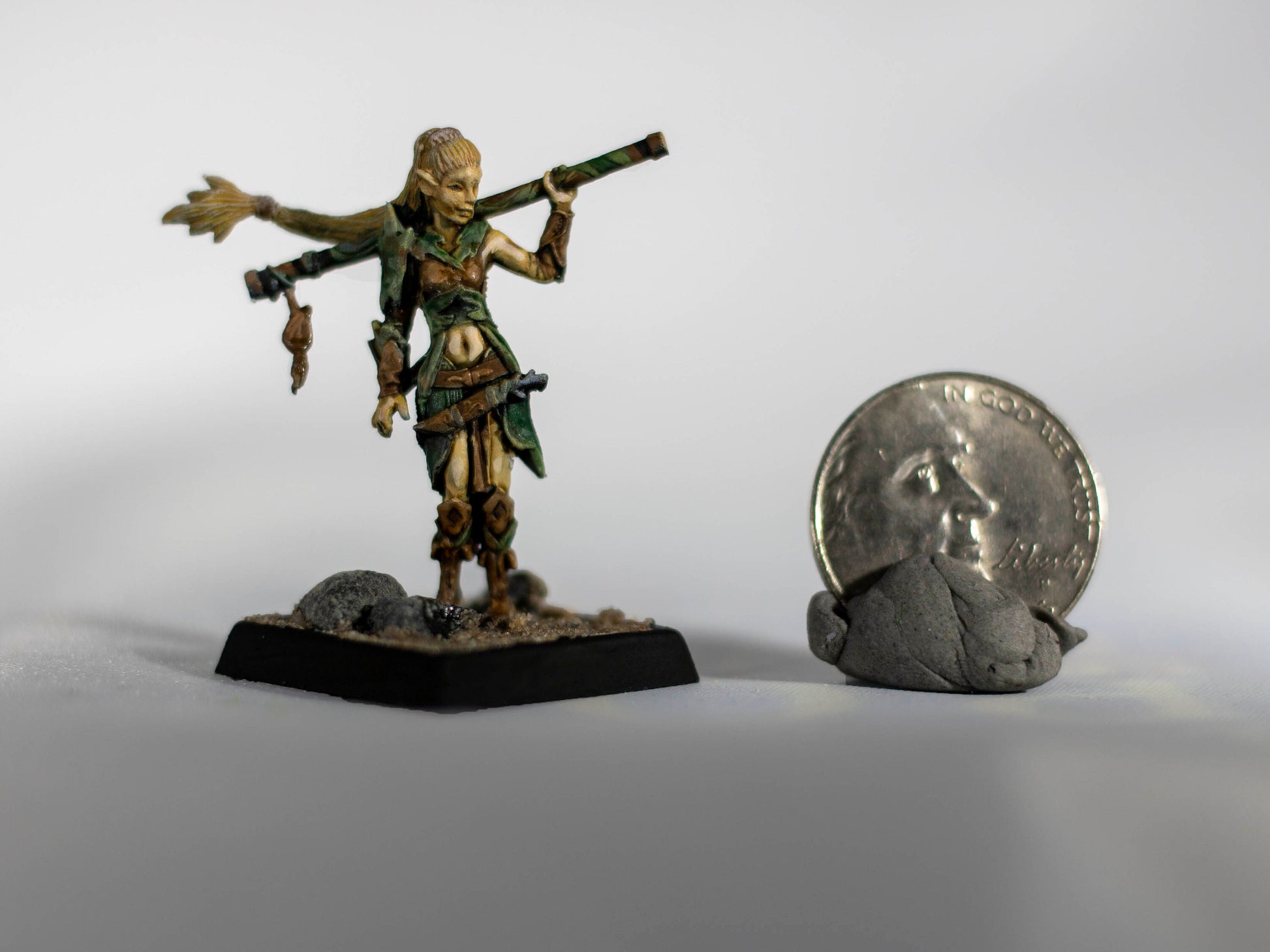 Elf Druid and Familiar - Dungeons & Dragons Painted Miniature | Pathfinder | Tabletop