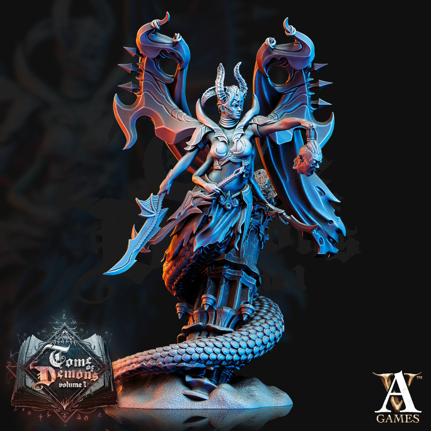 Tamareth, Snake Demon - Archvillain Games Printed Miniature | Dungeons & Dragons | Pathfinder | Tabletop