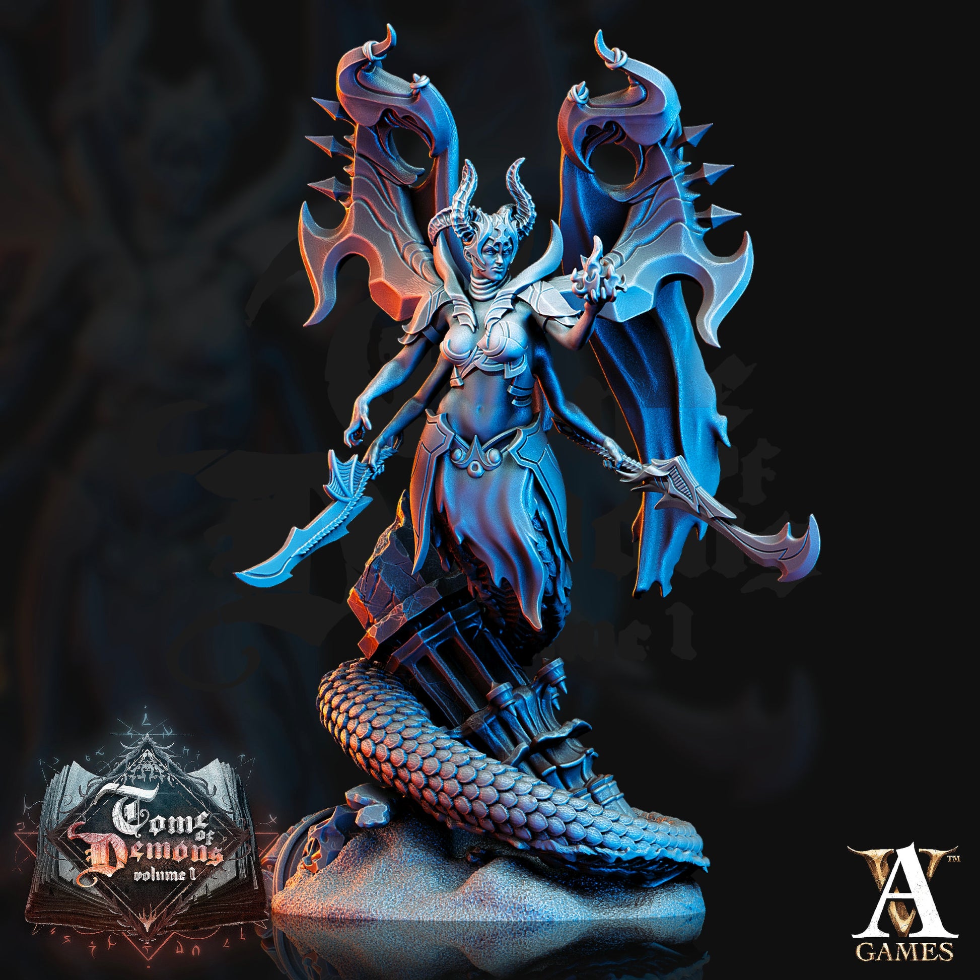 Tamareth, Snake Demon - Archvillain Games Printed Miniature | Dungeons & Dragons | Pathfinder | Tabletop