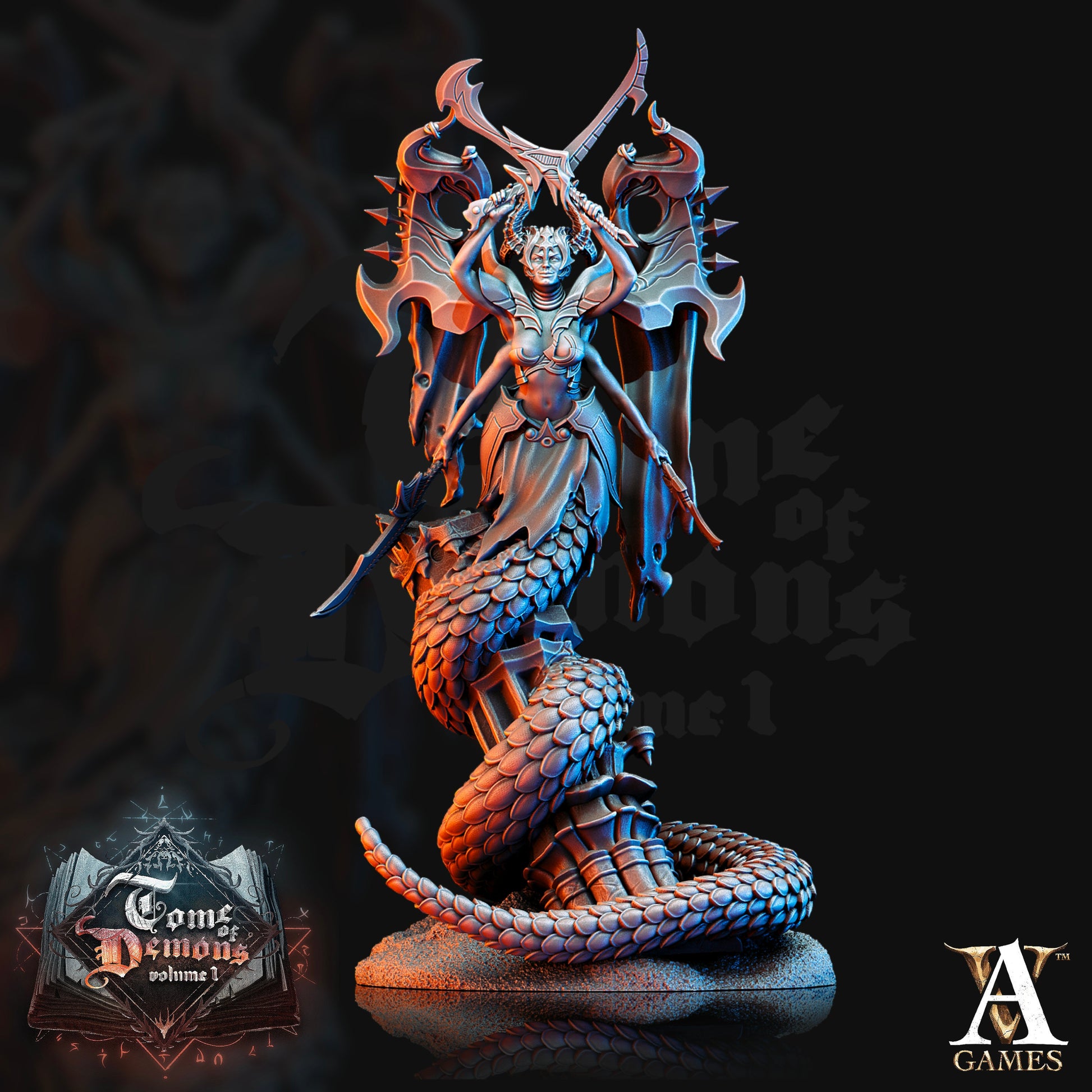 Tamareth, Snake Demon - Archvillain Games Printed Miniature | Dungeons & Dragons | Pathfinder | Tabletop