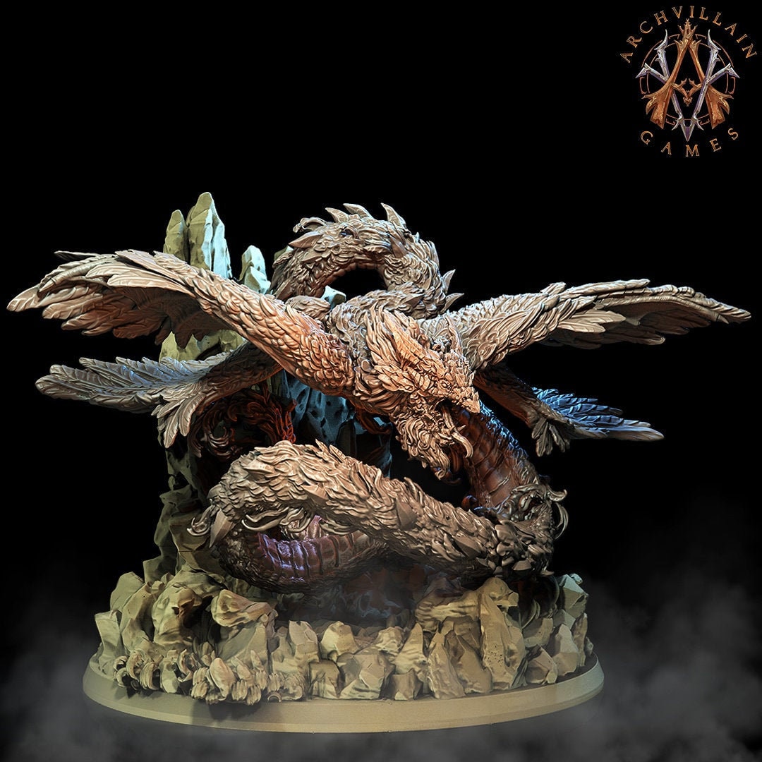 Coatl, Celestial Serpent - Archvillain Games Printed Miniature | Dungeons & Dragons | Pathfinder | Tabletop