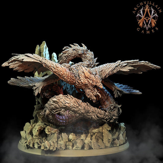 Coatl, Celestial Serpent - Archvillain Games Printed Miniature | Dungeons & Dragons | Pathfinder | Tabletop