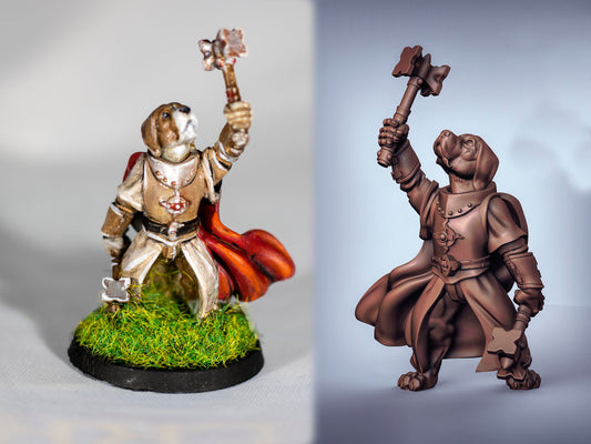 Beagle Cleric - Dogfolk - Canis - Duncan Shadow Printed Miniature | Dungeons & Dragons | Pathfinder | Tabletop