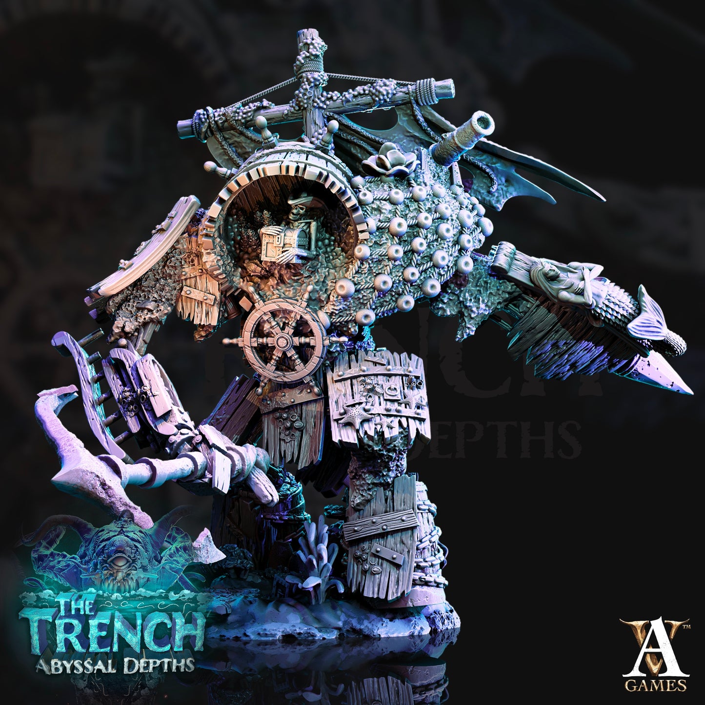 Nautindod, the Shipwreck Golem - Archvillain Games Printed Miniature | Dungeons & Dragons | Pathfinder | Tabletop