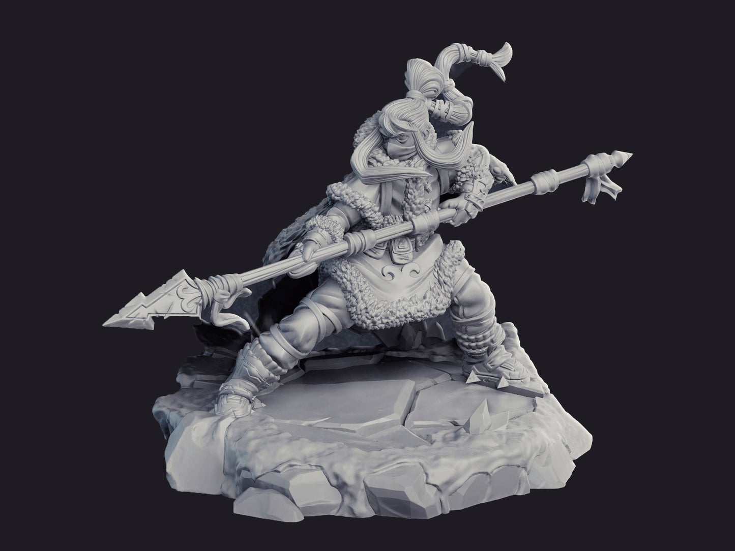 Sakari Anyu, Female Warrior Painted Model - Cast n Play Printed Miniature | Dungeons & Dragons | Pathfinder | Tabletop