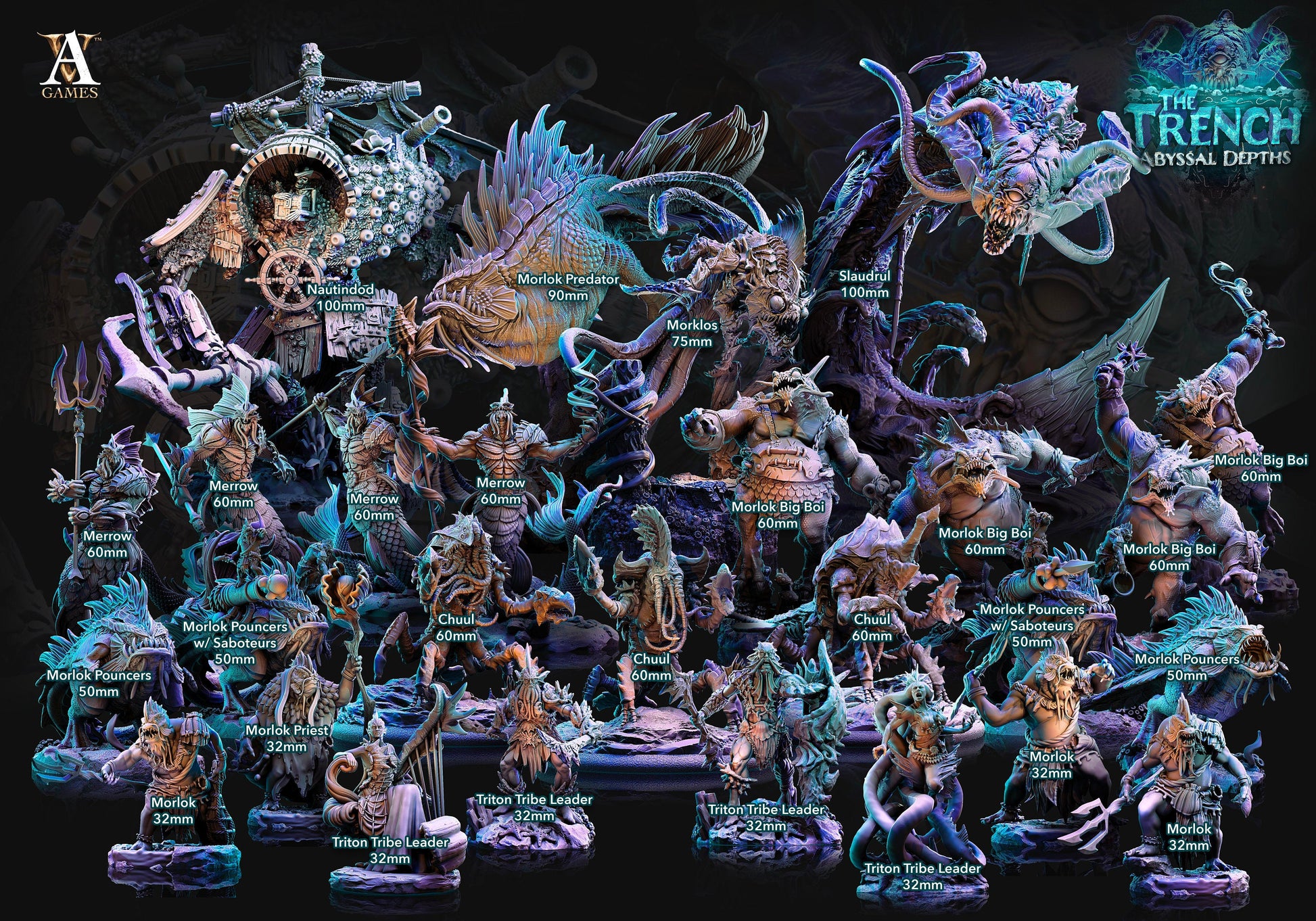 The Trench: Abyssal Depths Sea Bundle - Archvillain Games Printed Miniature | Dungeons & Dragons | Pathfinder | Tabletop