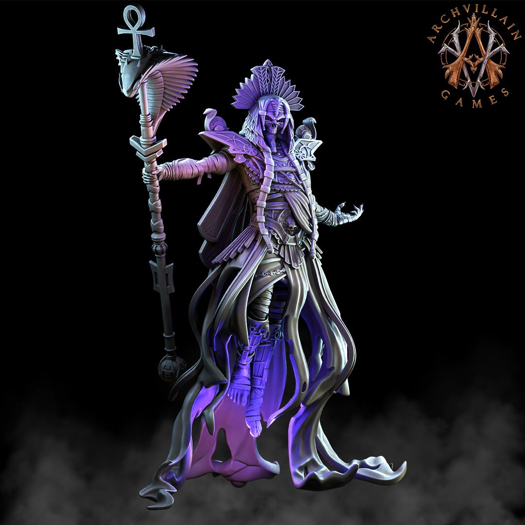 Undead Anubis, Ancient Egyptian God King - Archvillain Games Printed Miniature | Dungeons & Dragons | Pathfinder | Tabletop